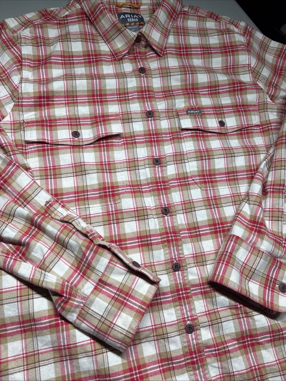 Ariat Womens Rebar Flannel Durastretch Workwear Shirt, Size 3X Made In India